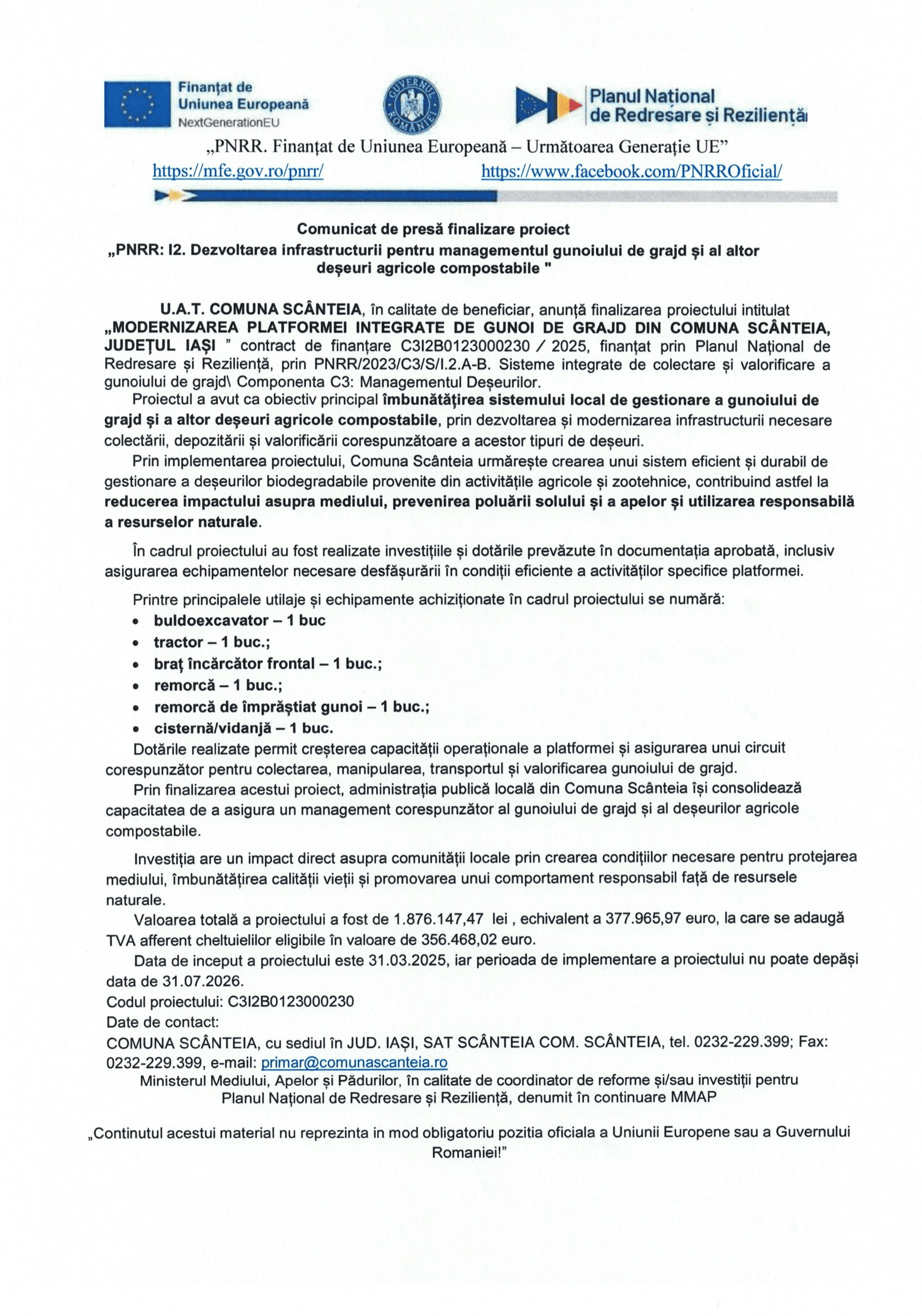 Comunicat de presa
